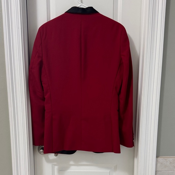 Egara Crimson Red Tuxedo Jacket with Black Satin Shawl Collar - Picture 4 of 4